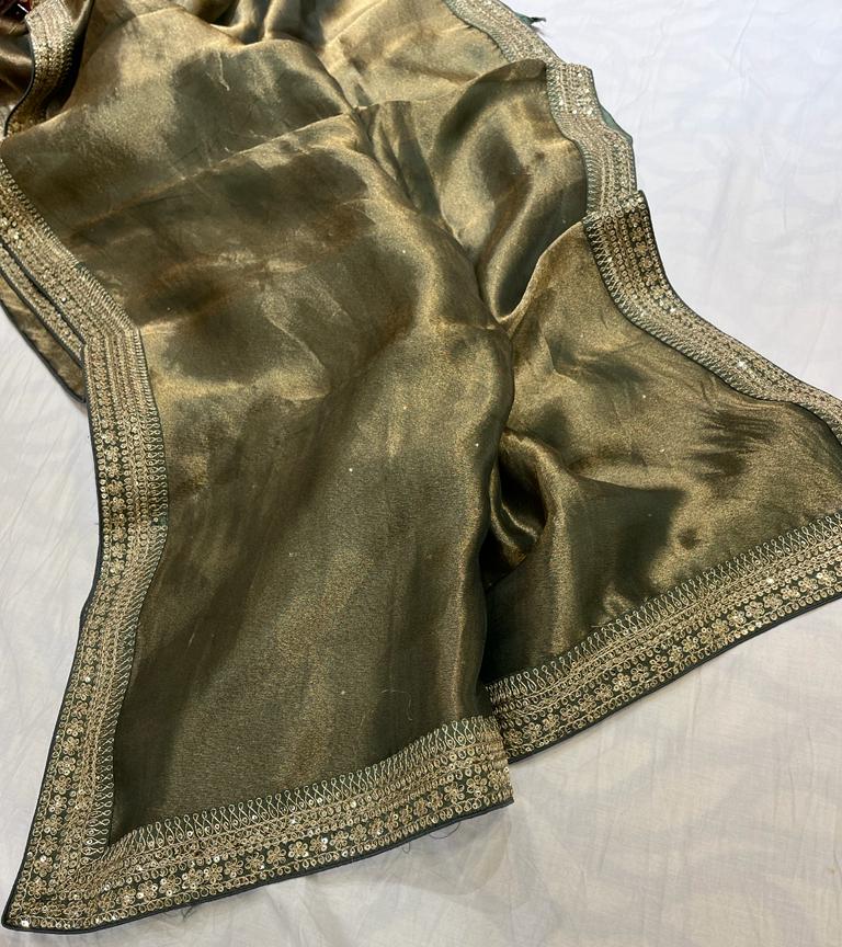 Kanjeevaram inspired tissue saree - Saffronfashionindia