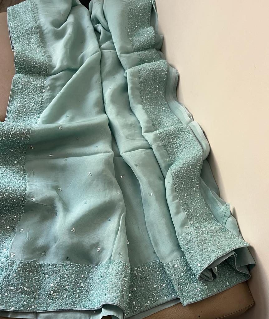 Navika organza pearl saree - Saffronfashionindia