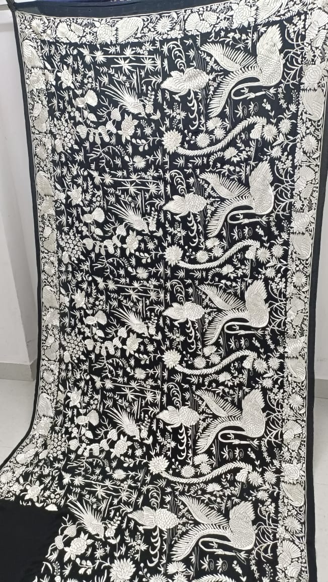 Veera crepe parsi saree - Saffronfashionindia