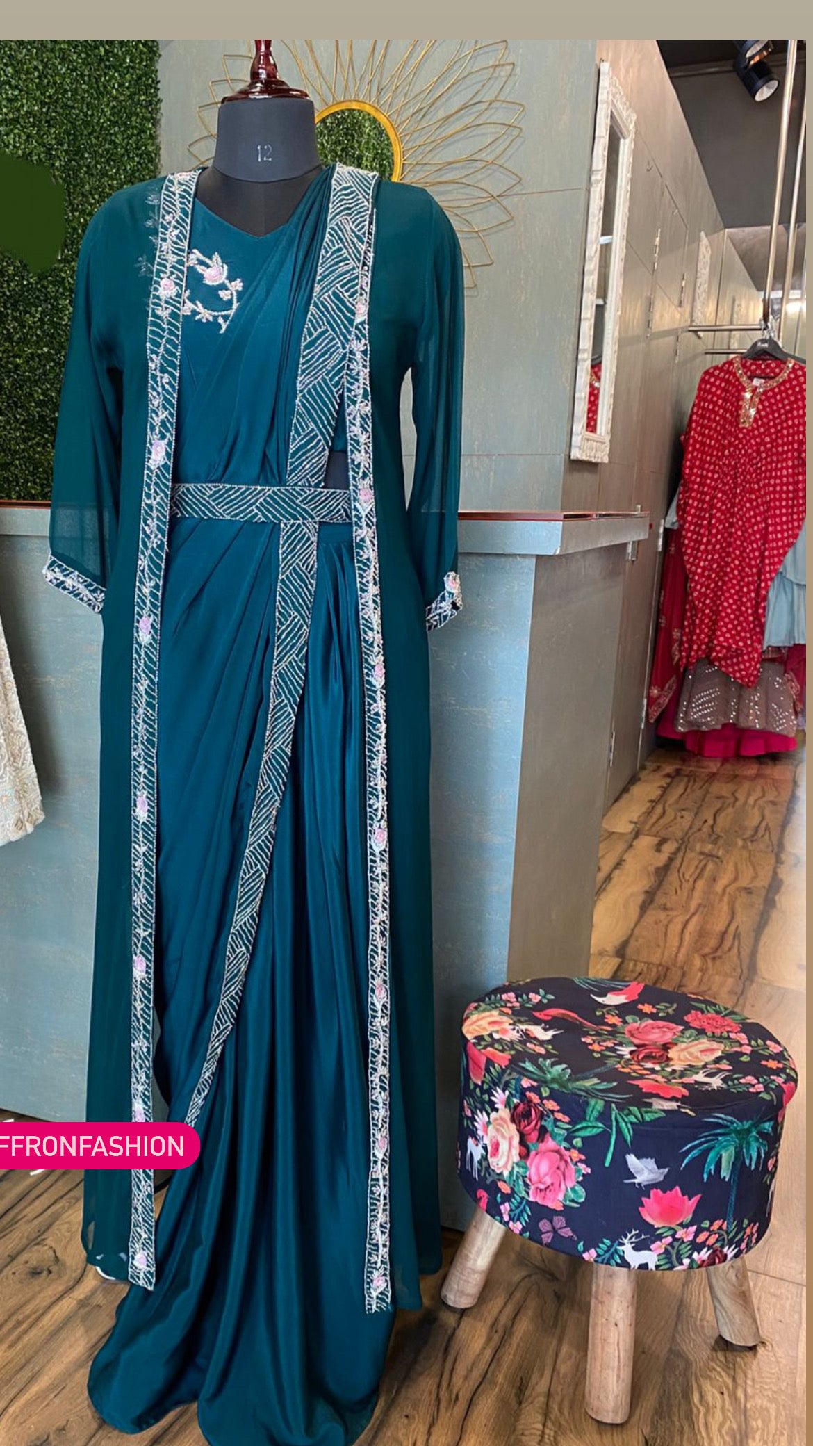 Satin indowestern dress - Saffronfashionindia