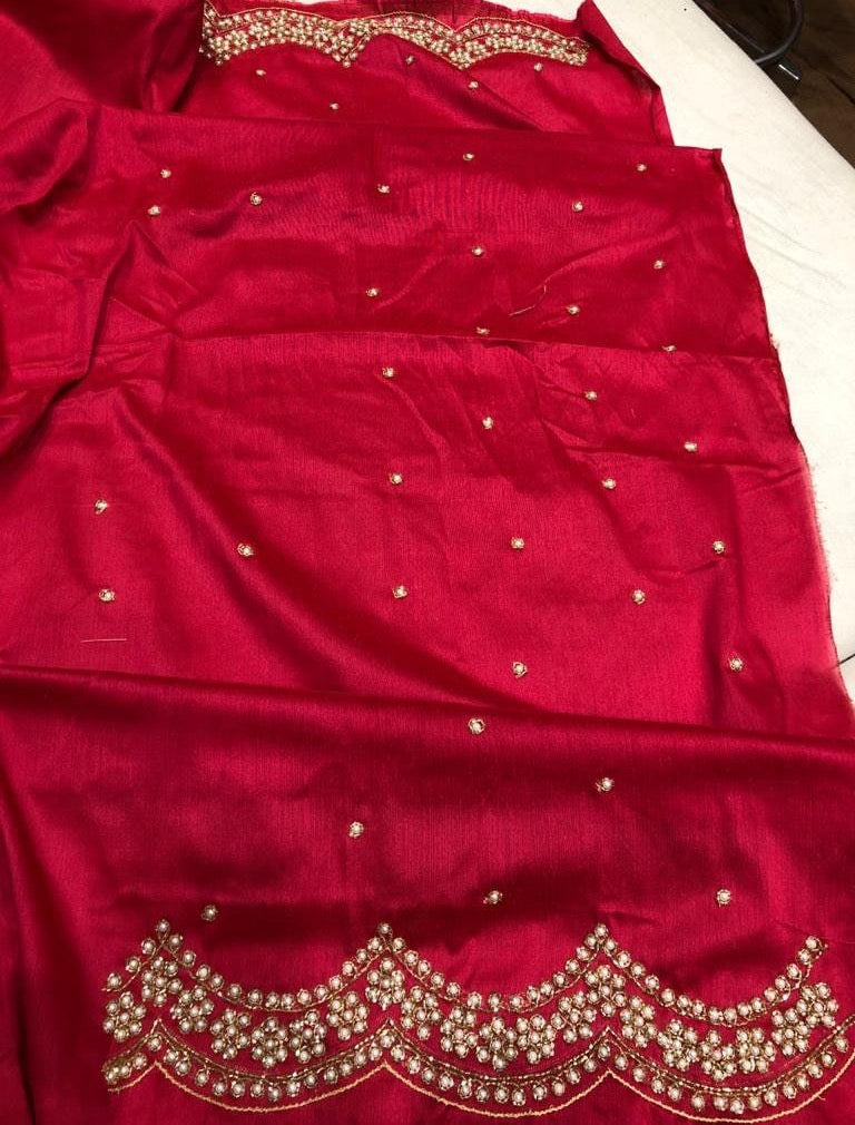 Karwachauth inspired red saree - Saffronfashionindia