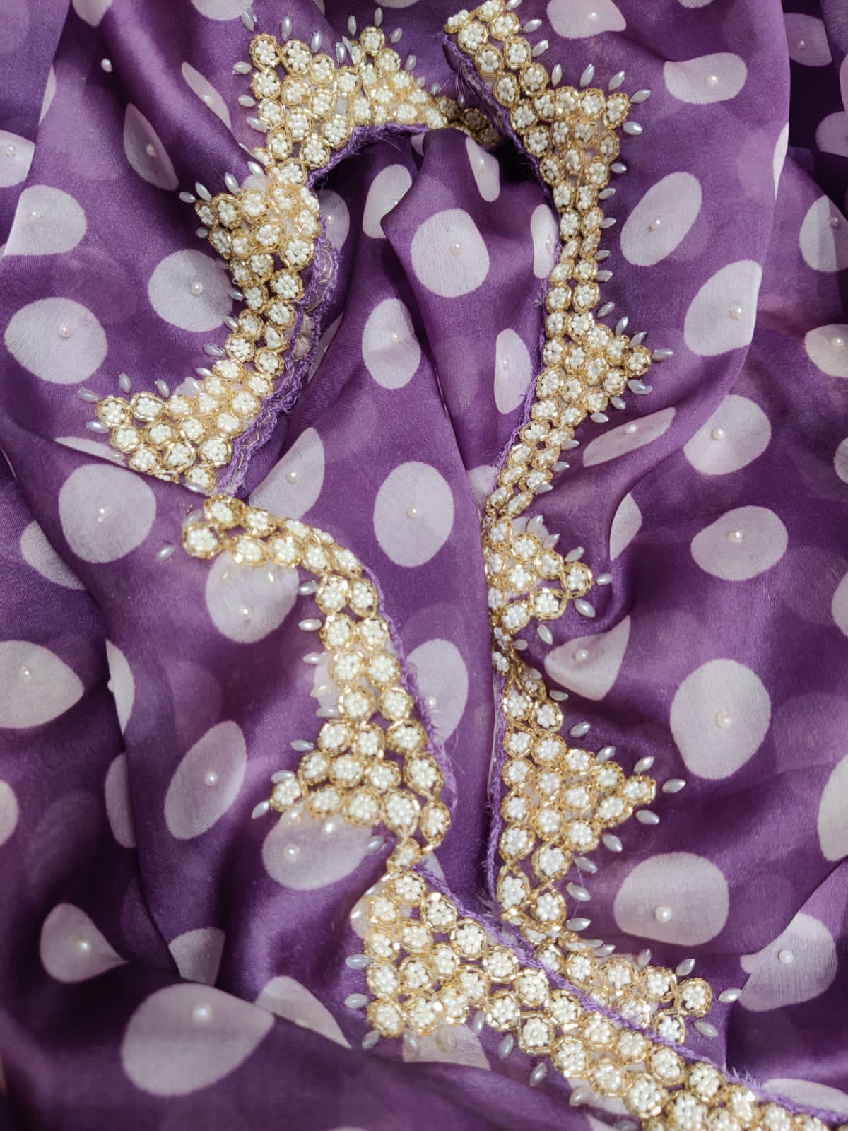 Polka dot inspired organza saree - Saffronfashionindia