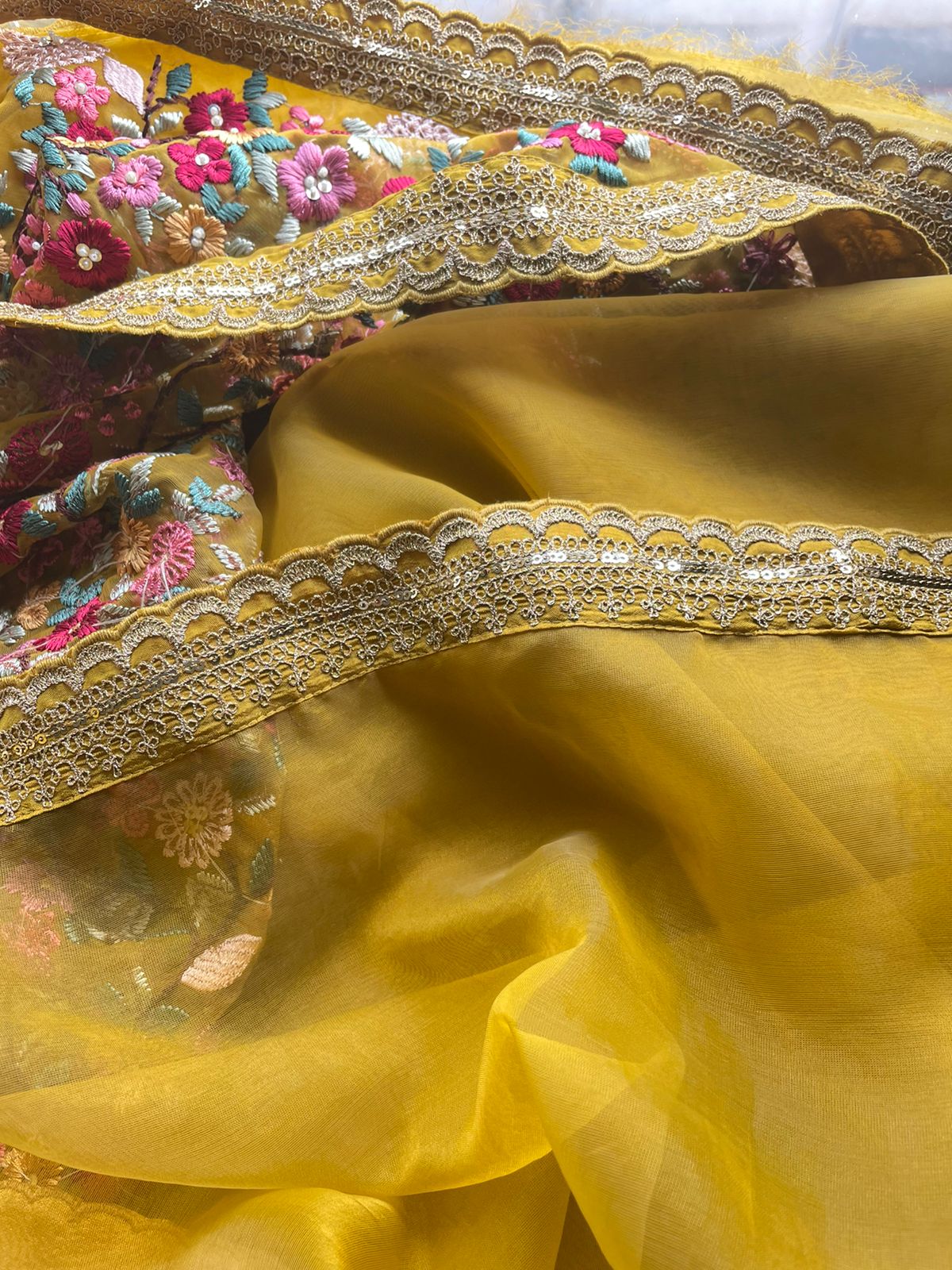 Mirzah organza embroidered saree Indian sarees SaffronFashion