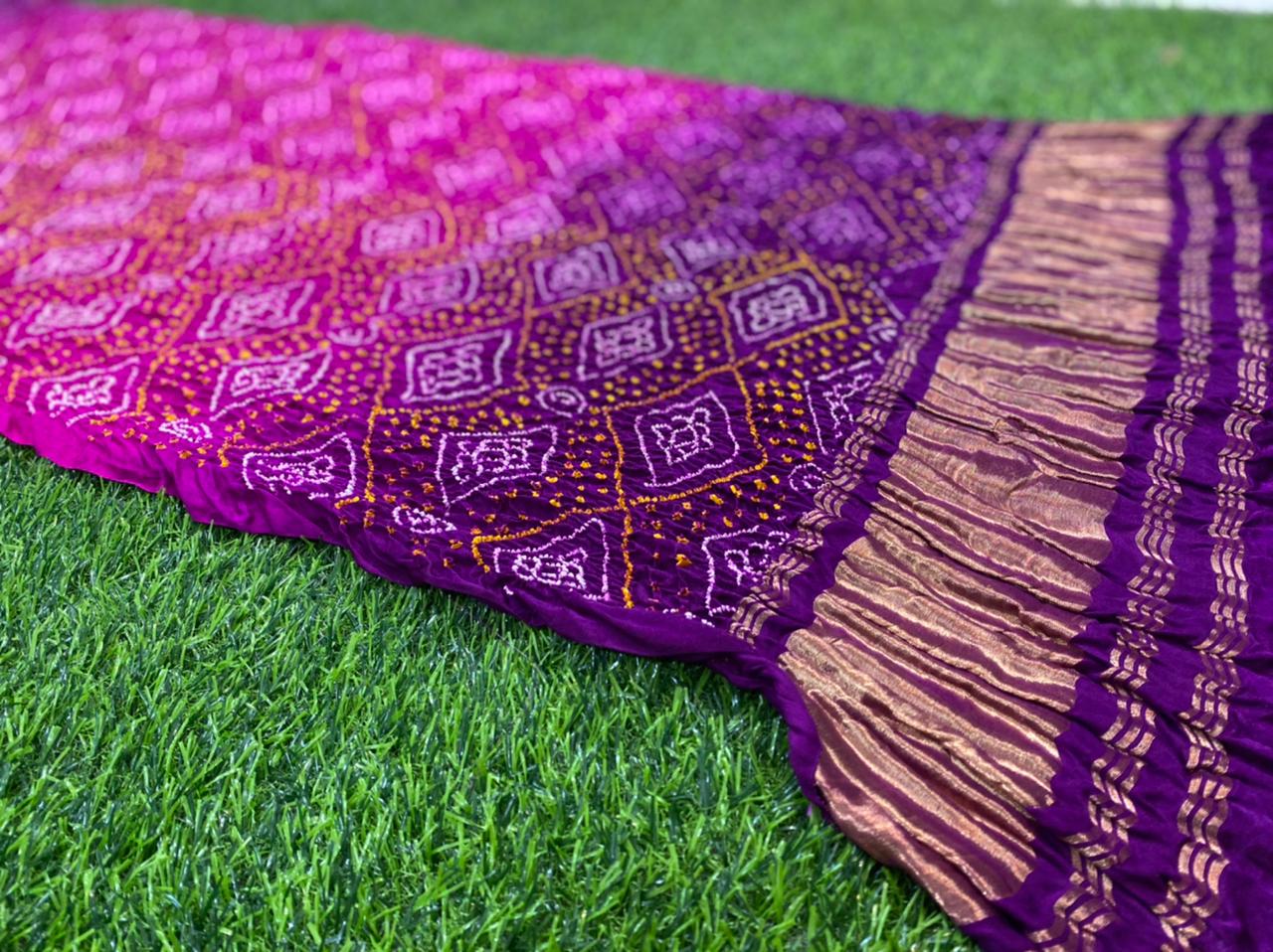 Gazing silk Bandhani dupatta - Saffronfashionindia