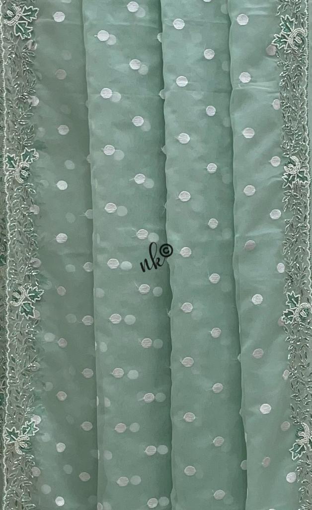 Polka dot organza saree - Saffronfashionindia