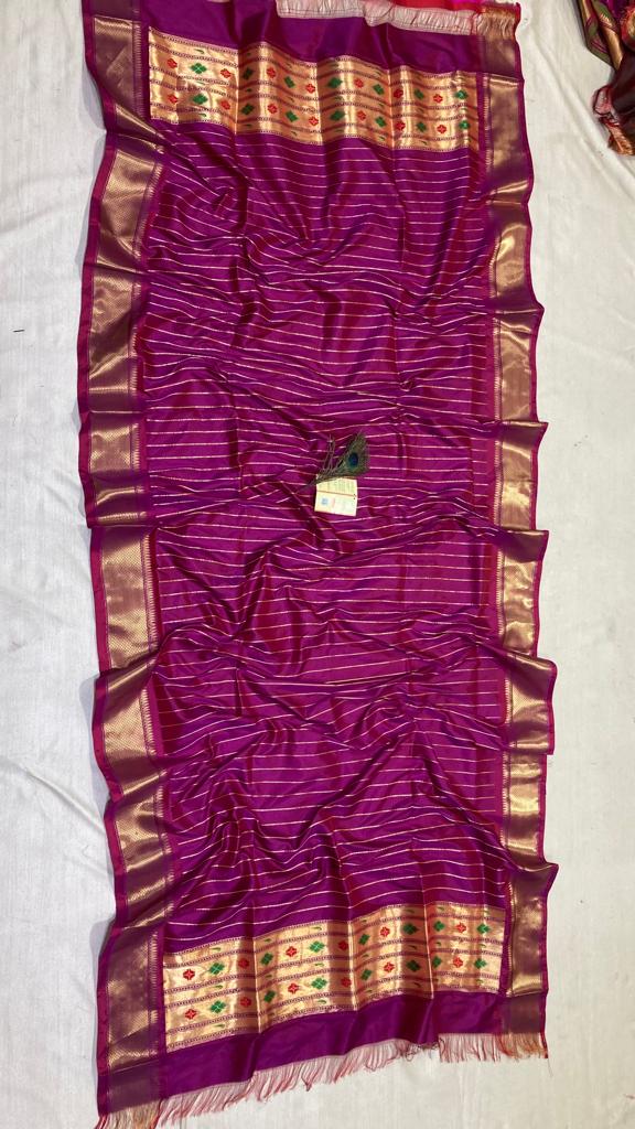 Silk traditional Paithani dupatta - Saffronfashionindia