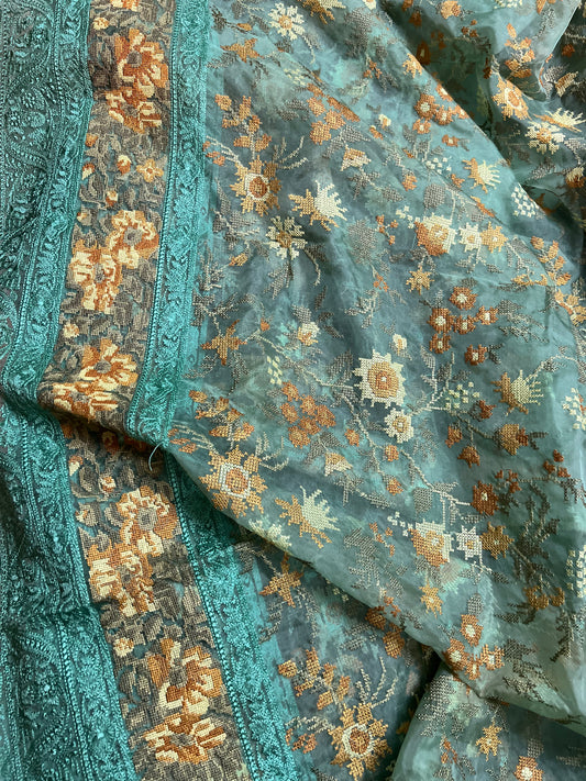 Nena organza thread saree - Saffronfashionindia