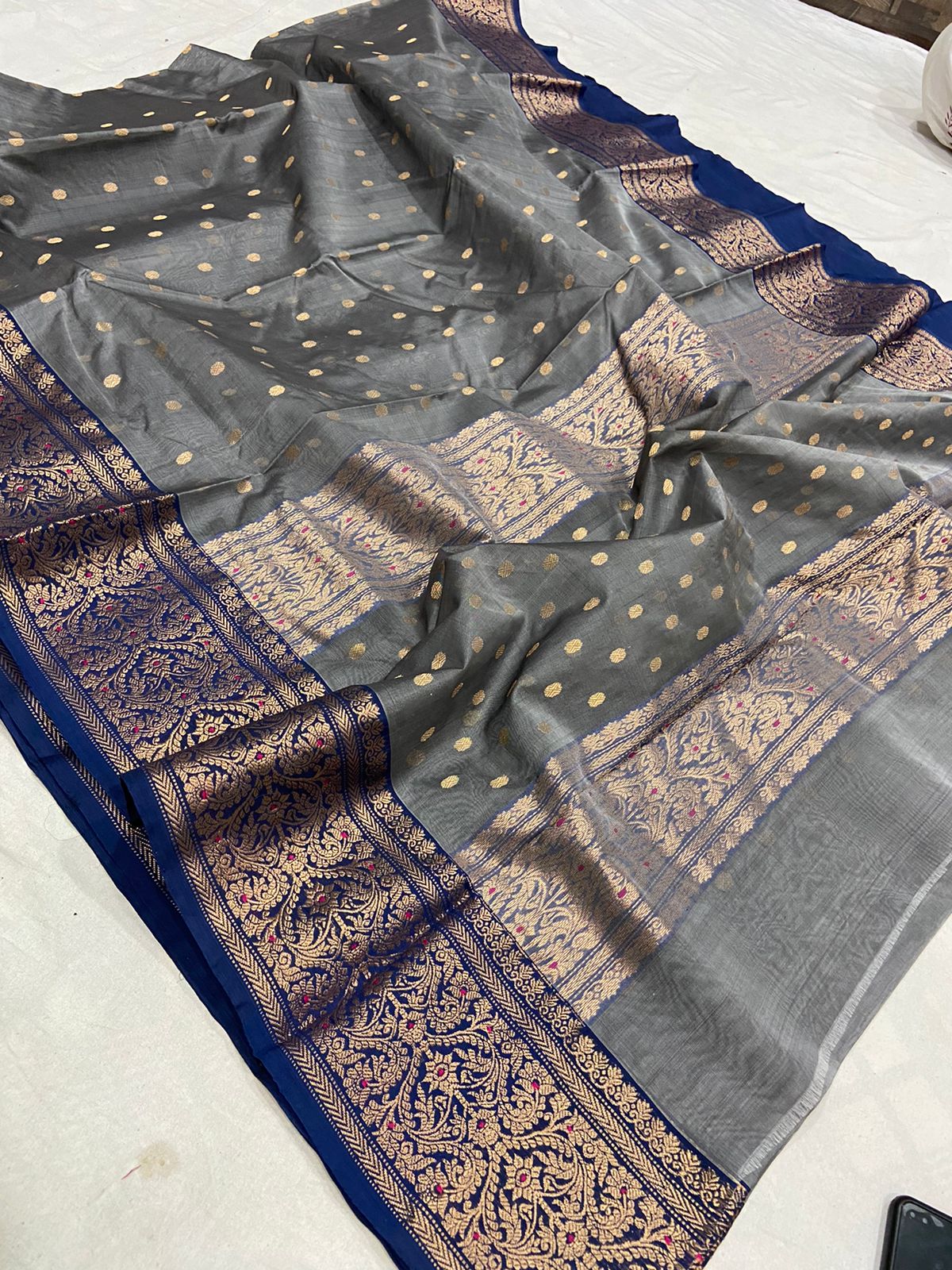 Ganesha Chanderi saree - Saffronfashionindia