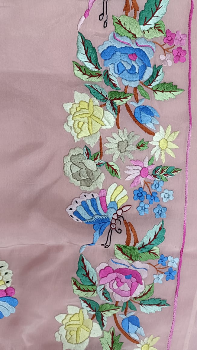 Pink beautiful Parsi gara saree - Saffronfashionindia