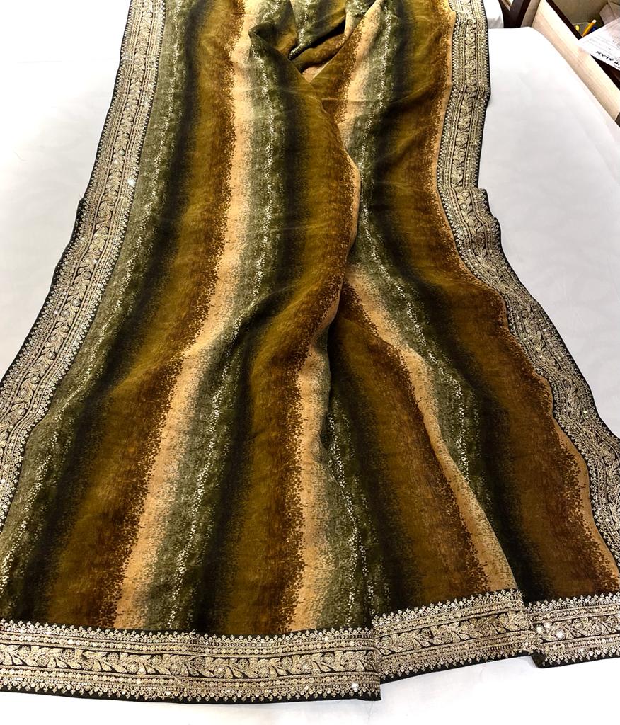 Perisha gorgette saree - Saffronfashionindia
