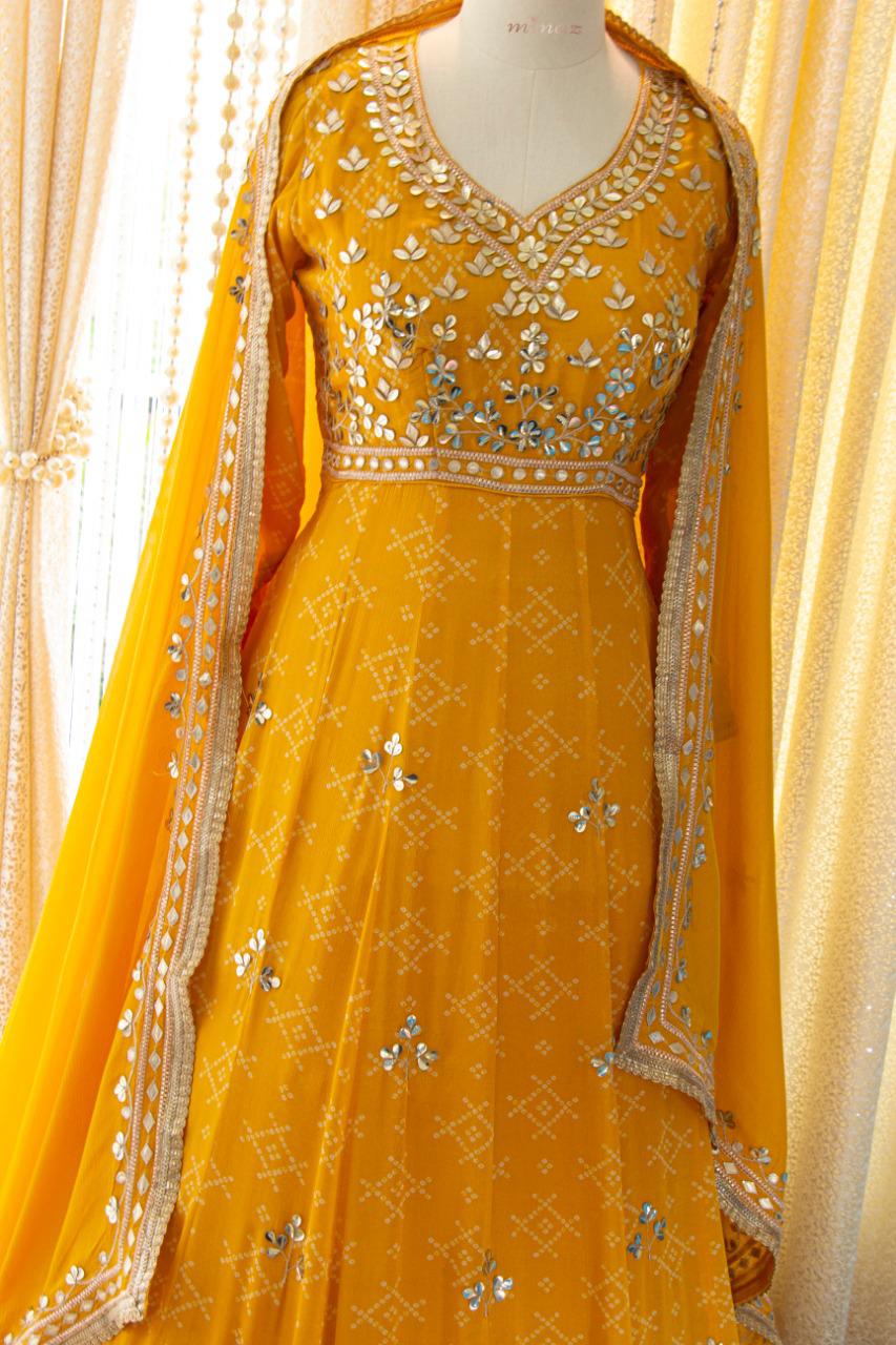Meharbaan chinon gown set - Saffronfashionindia