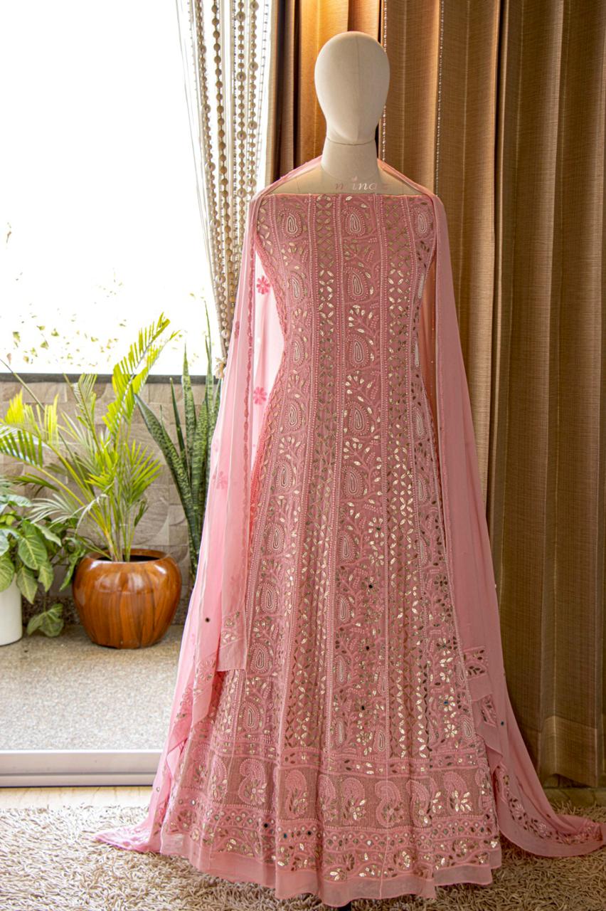 Anarkali inspired gorgette suit - Saffronfashionindia