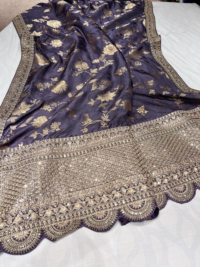 Silk sari zardosi saree - Saffronfashionindia
