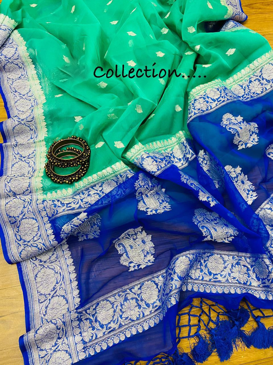 Banarsi chiffon saree - Saffronfashionindia