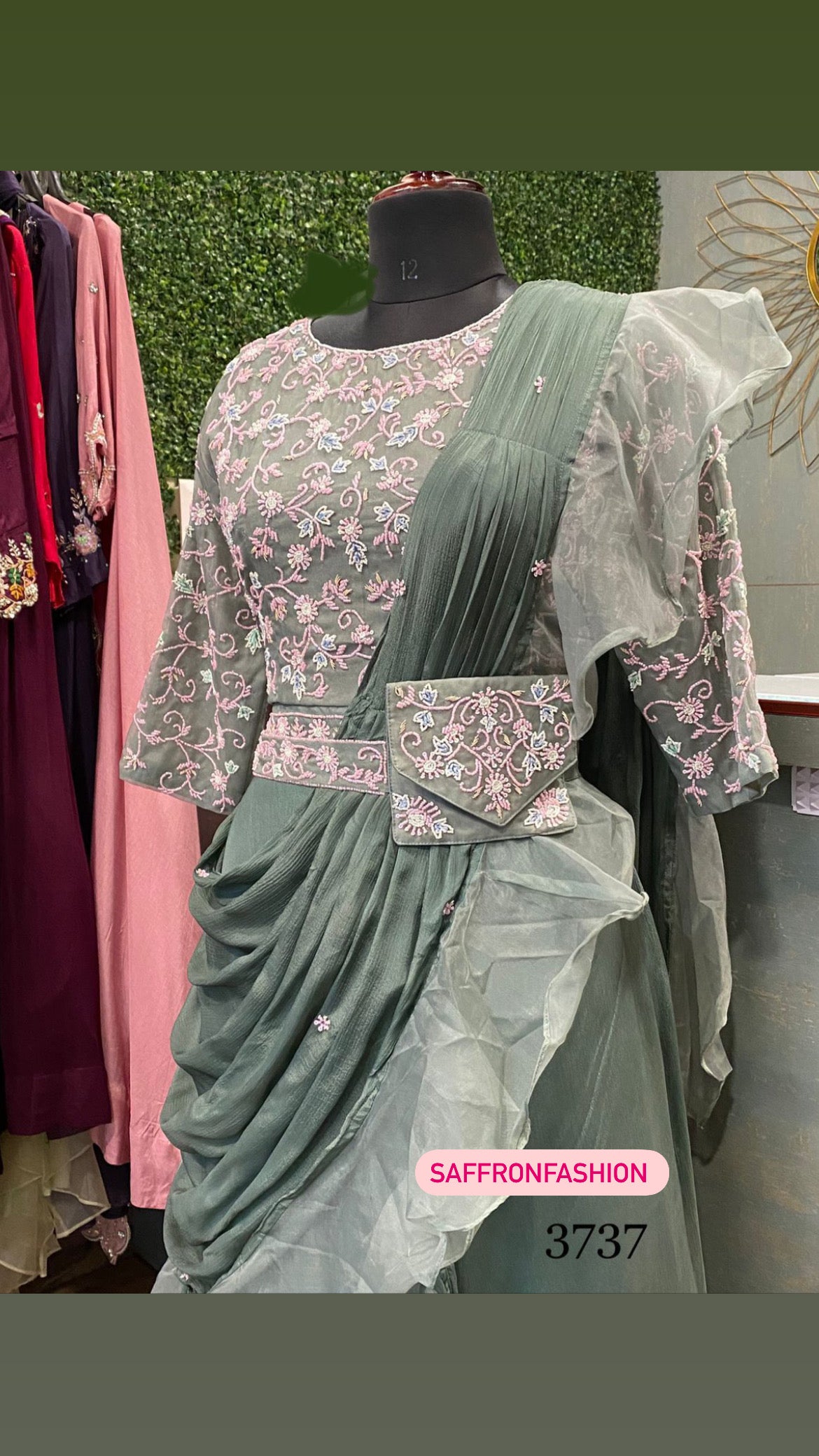 Rudrika organza indowestern dress - Saffronfashionindia