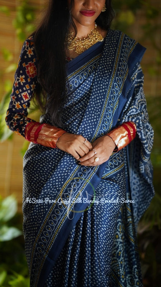 Midnite blue gajji silk saree - Saffronfashionindia