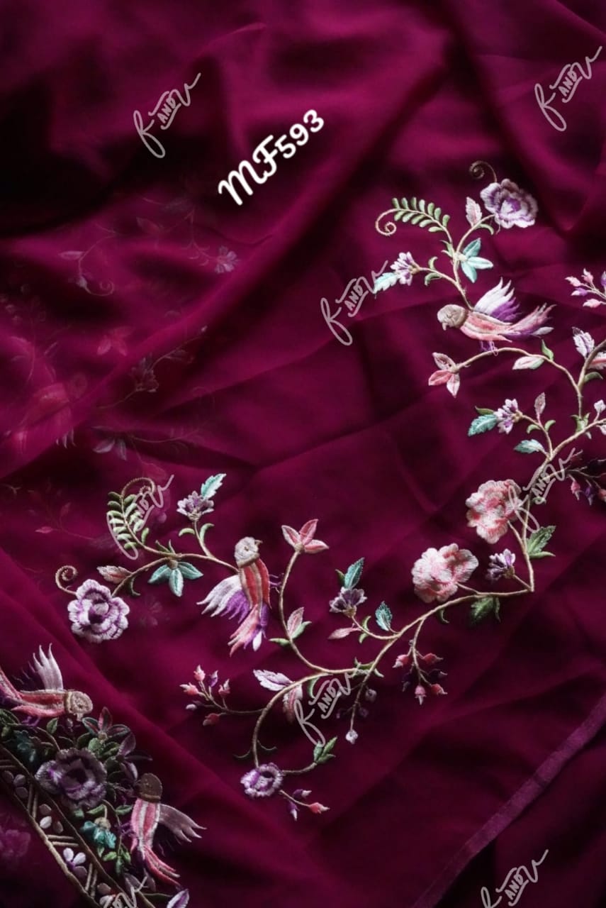 Velecia embroidery saree - Saffronfashionindia