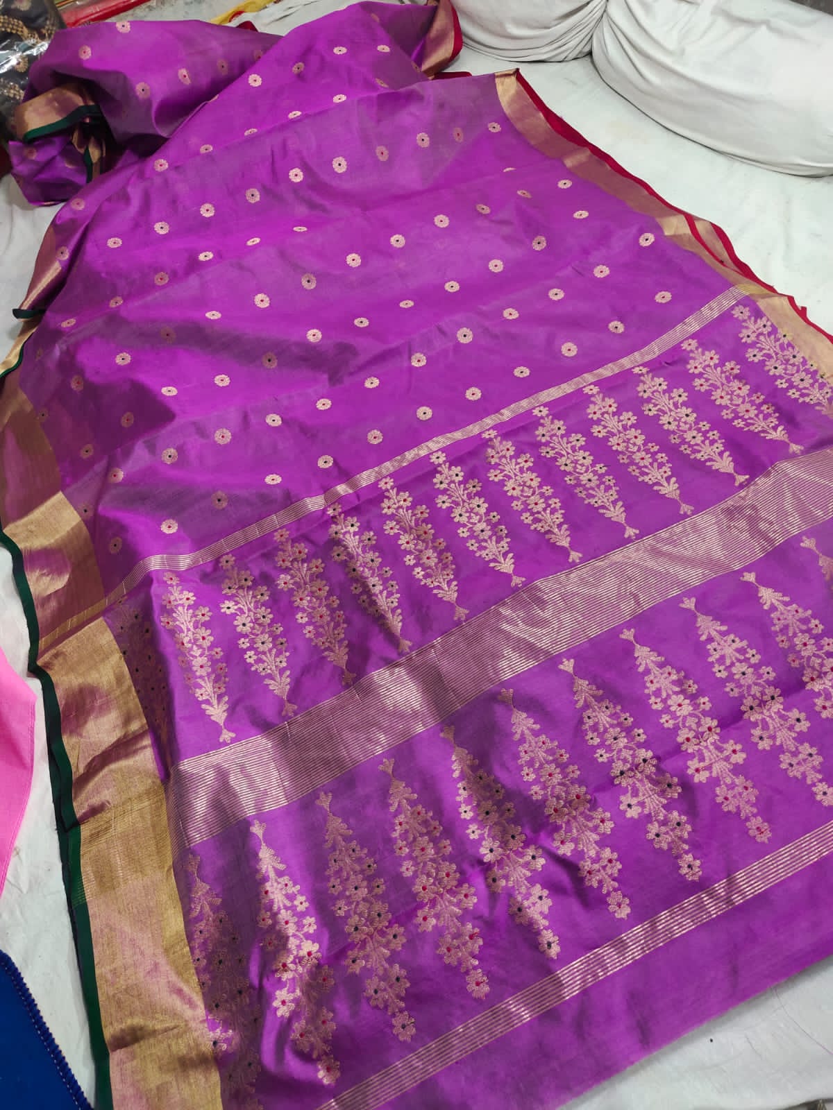 Purple Chanderi saree - Saffronfashionindia