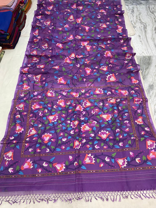Rampuri purple jamdani saree - Saffronfashionindia