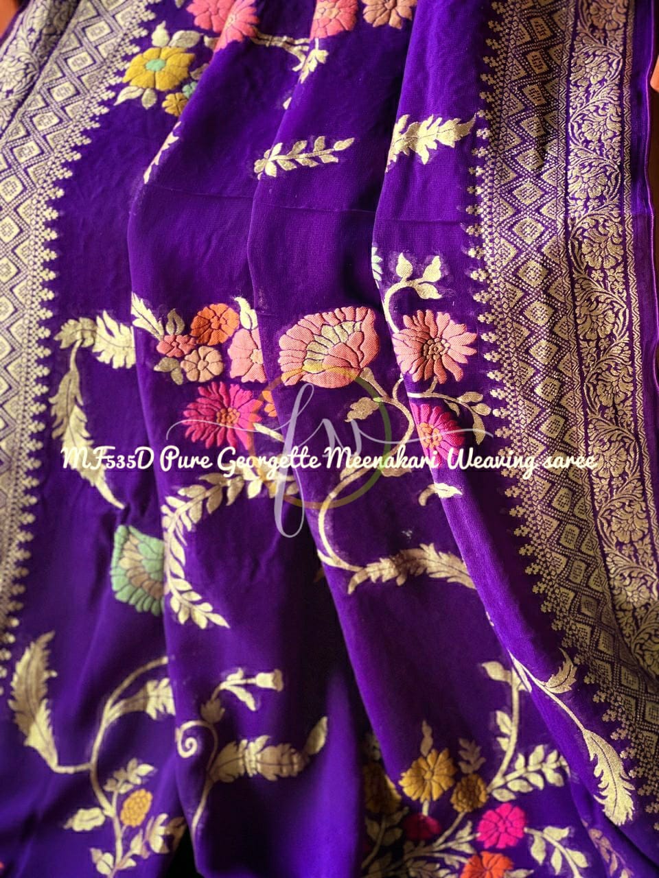 Floral beautiful Meenakari saree - Saffronfashionindia
