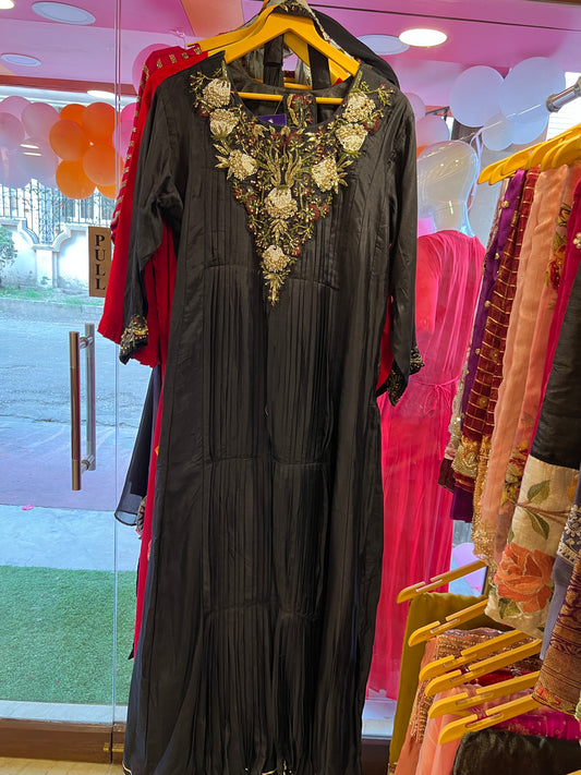 Nasheena black draping dress - Saffronfashionindia