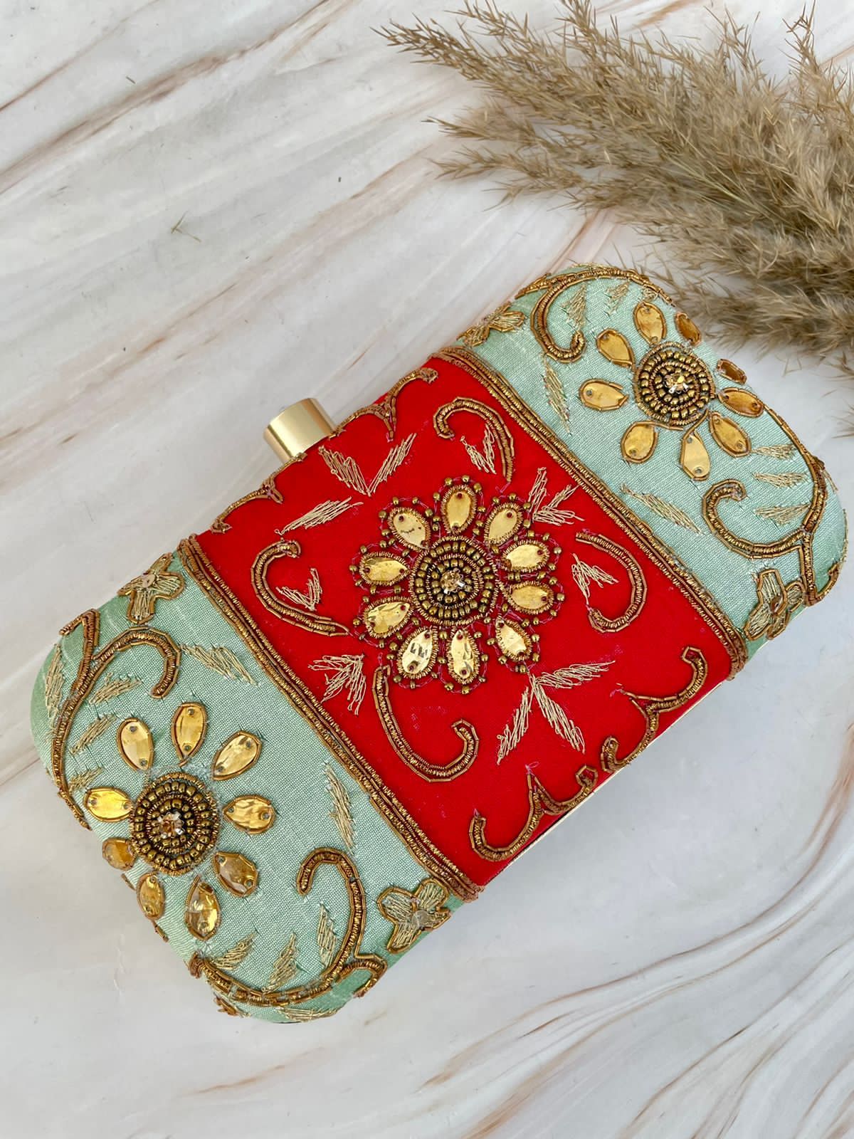 Aviral embroidered clutch - Saffronfashionindia