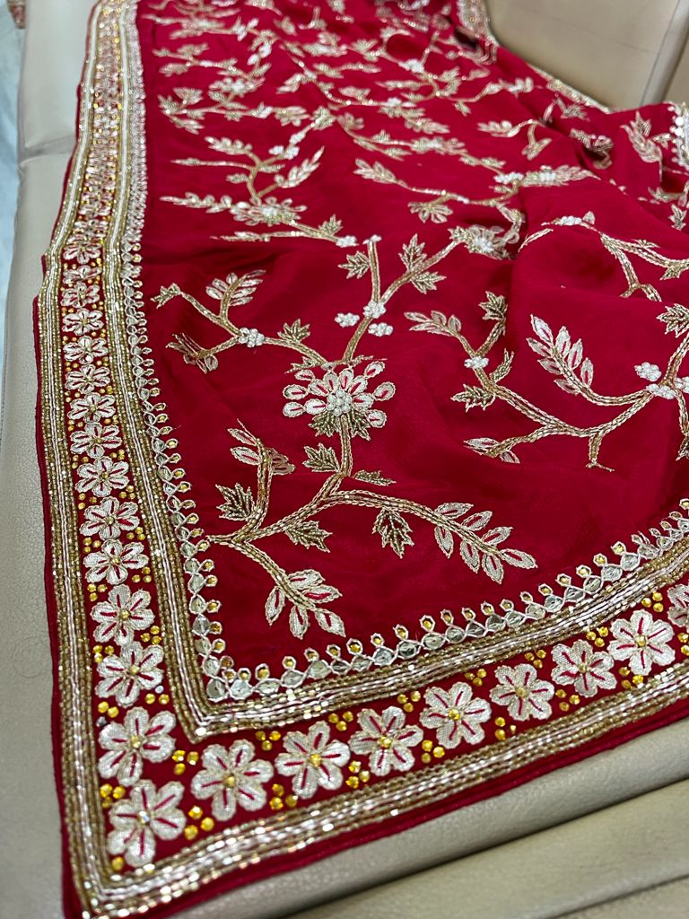 Red riding hood inspired saree - Saffronfashionindia