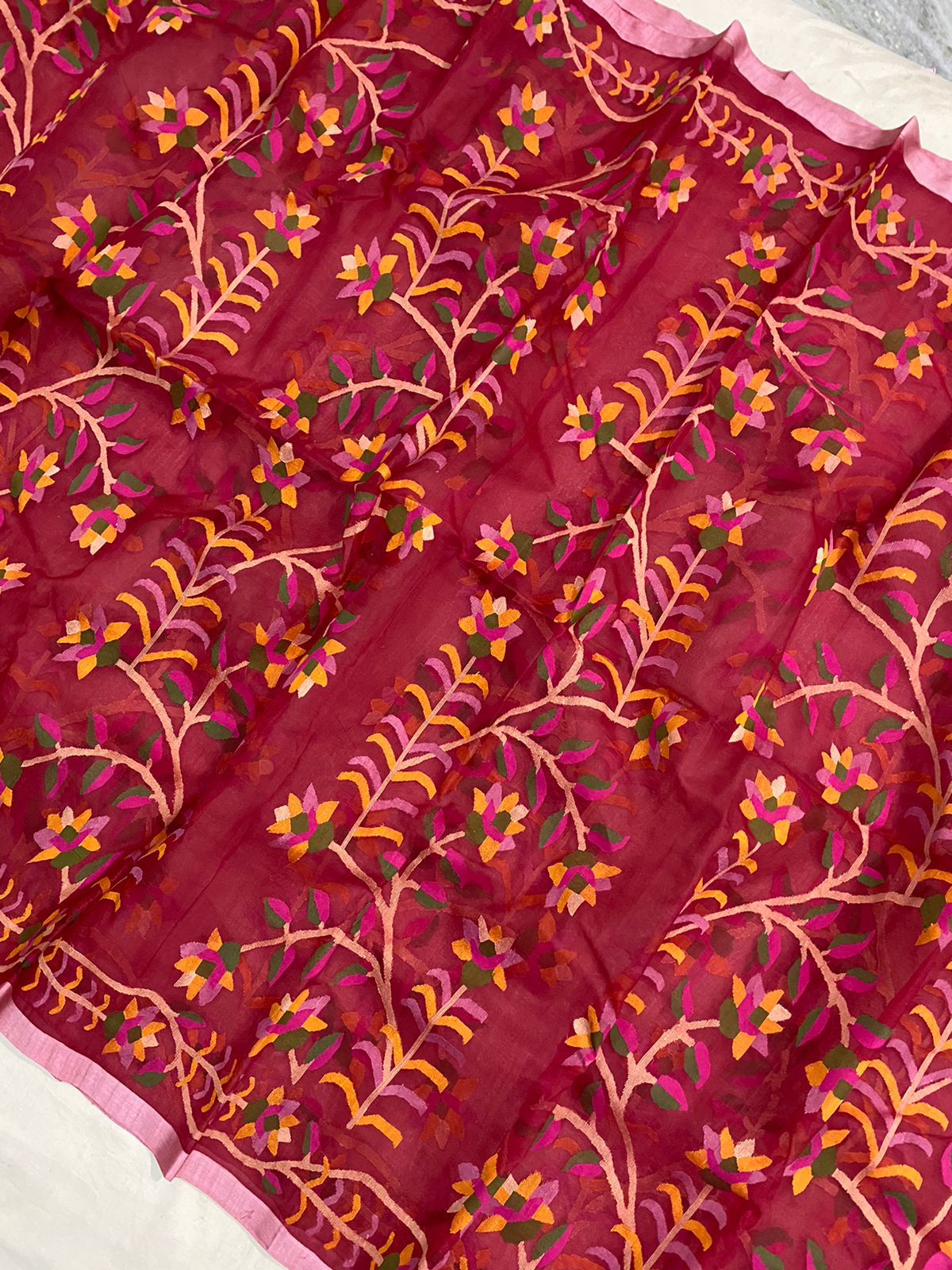 Ruksar muslin jamdani saree - Saffronfashionindia