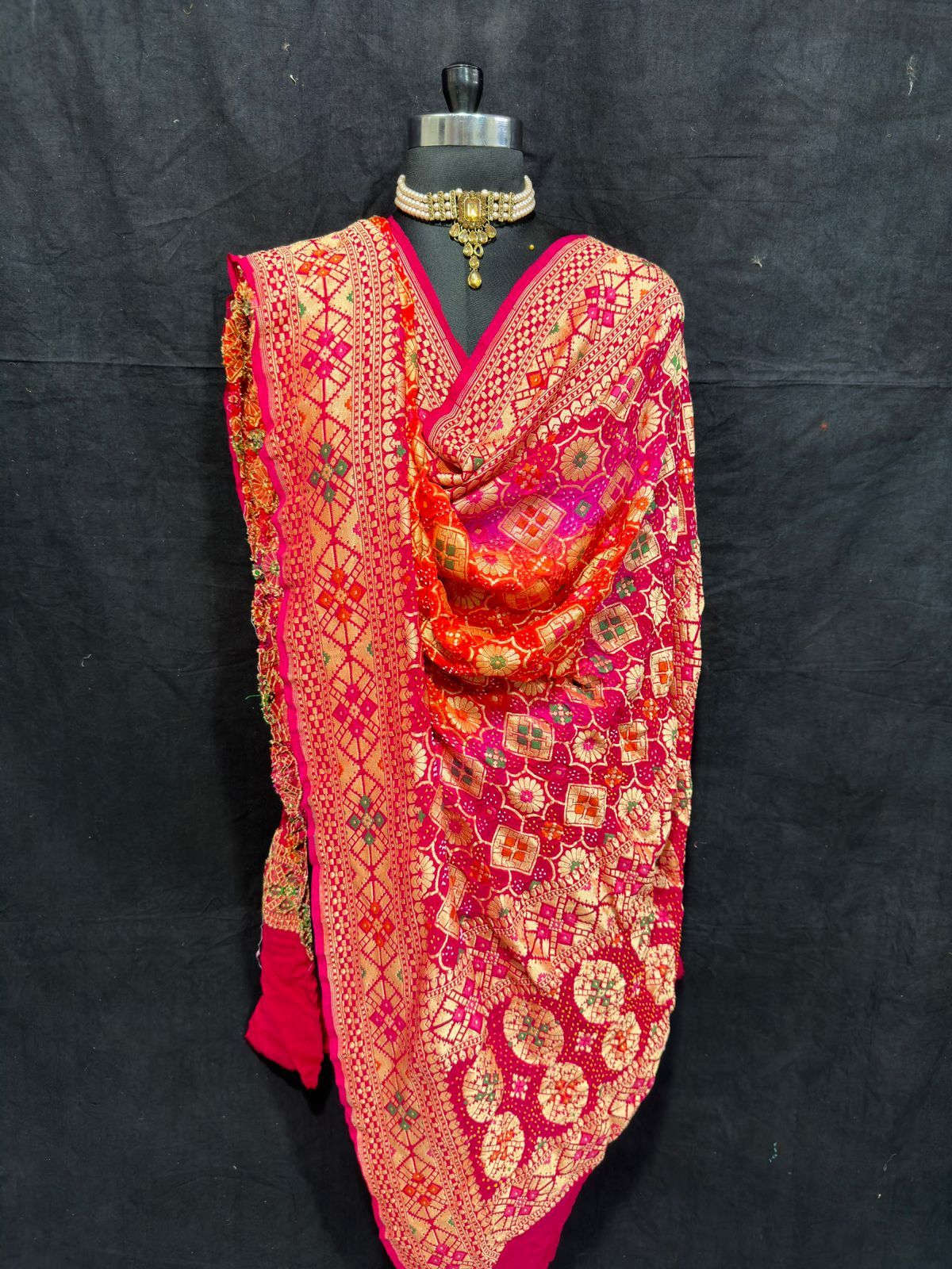 Kohli Meenakari bandhej dupatta - Saffronfashionindia