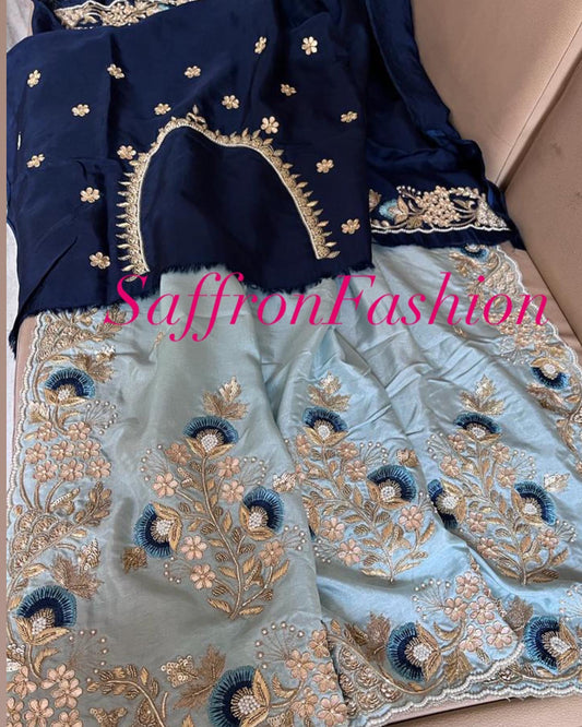 Navesha gottapatti zardosi saree - Saffronfashionindia