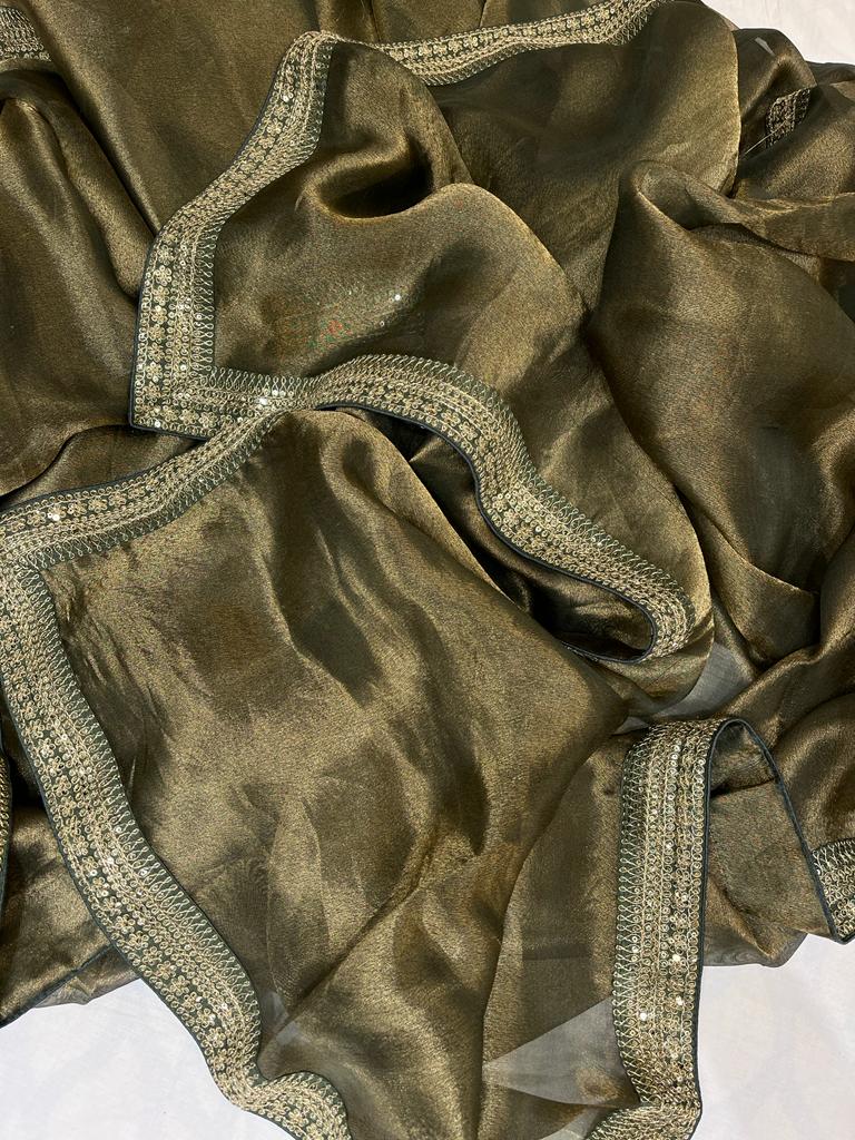 Kanjeevaram inspired tissue saree - Saffronfashionindia