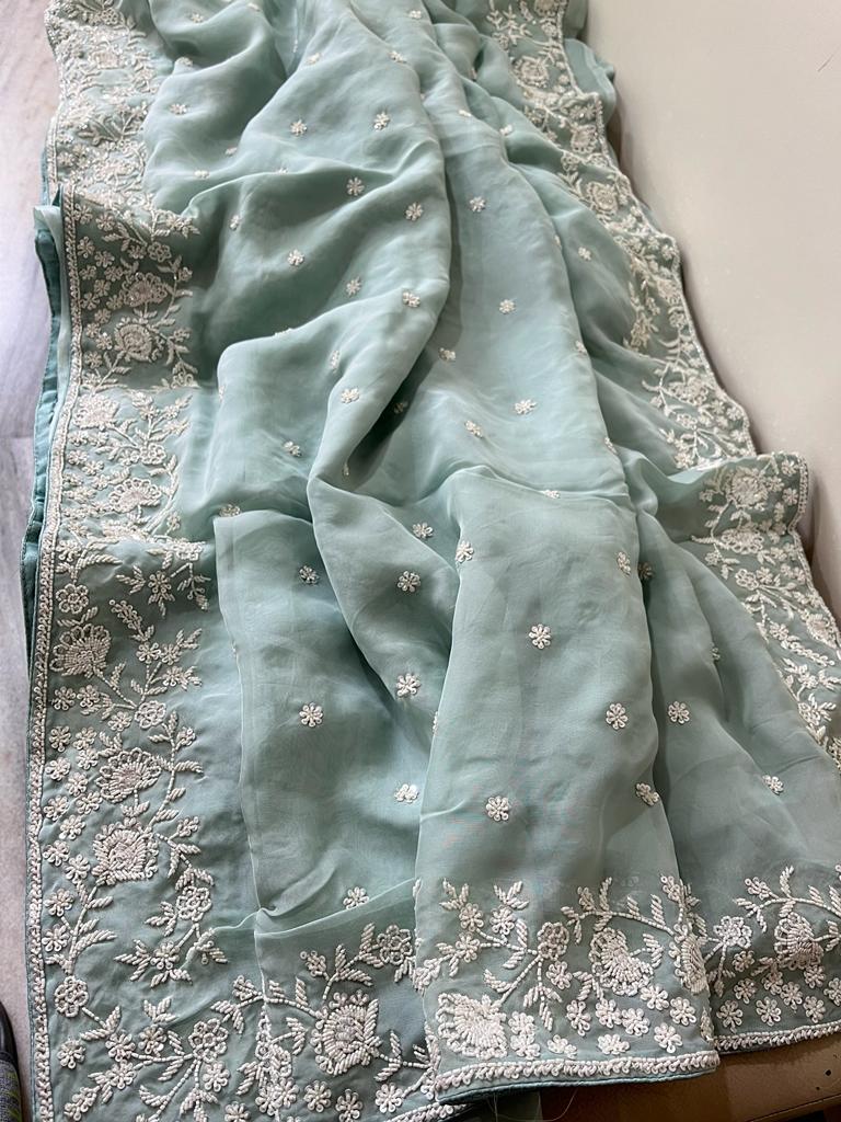 Lipshika katdana organza saree - Saffronfashionindia