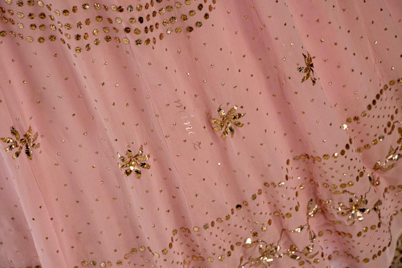 Kamdani pink anarkali gorgette suit - Saffronfashionindia