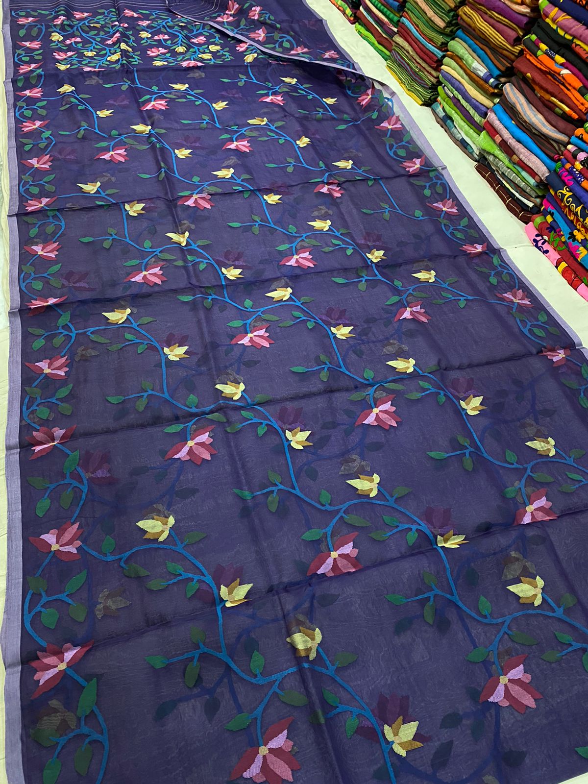 Drani blue tantuj saree - Saffronfashionindia