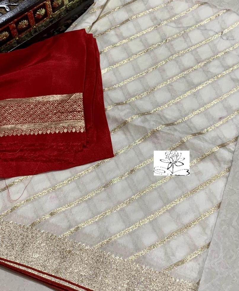 Lehariya inspired banarsi saree - Saffronfashionindia