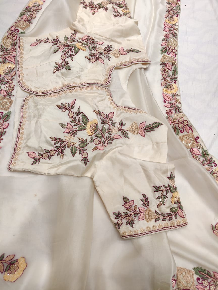 Apima embroidery saree - Saffronfashionindia