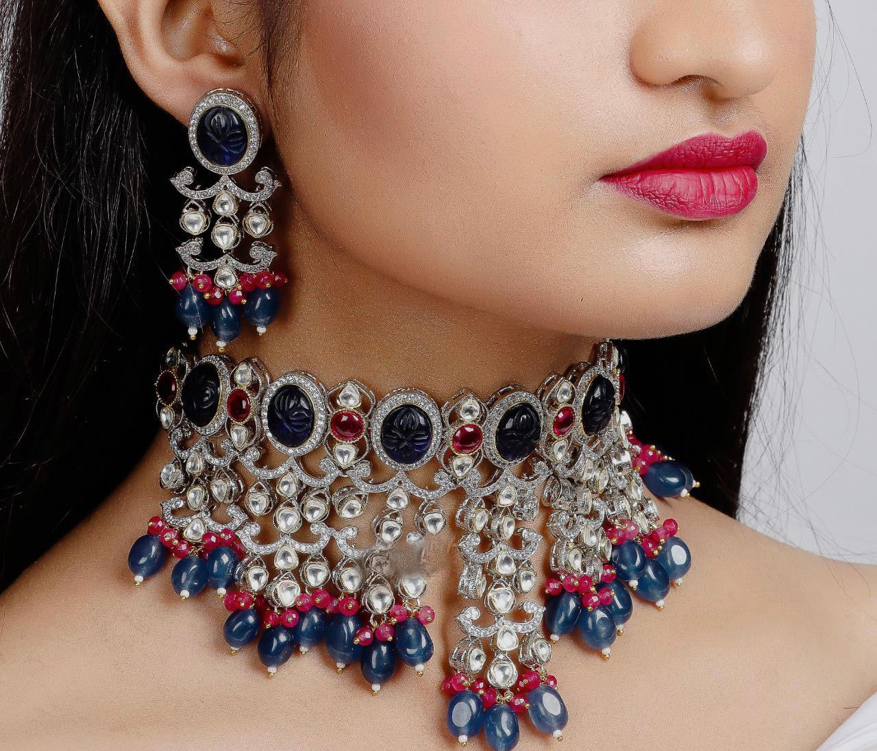 Vanima beaded choker set - Saffronfashionindia