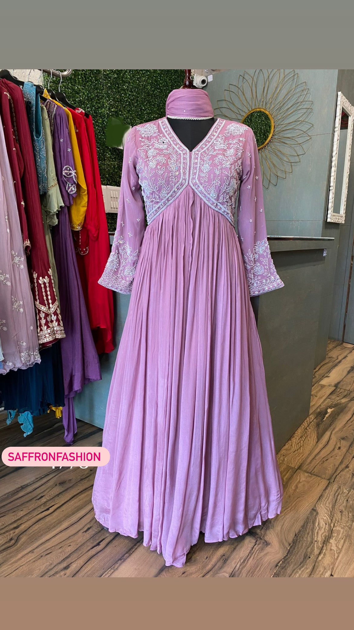 Samita beautiful pearl sequence gown - Saffronfashionindia